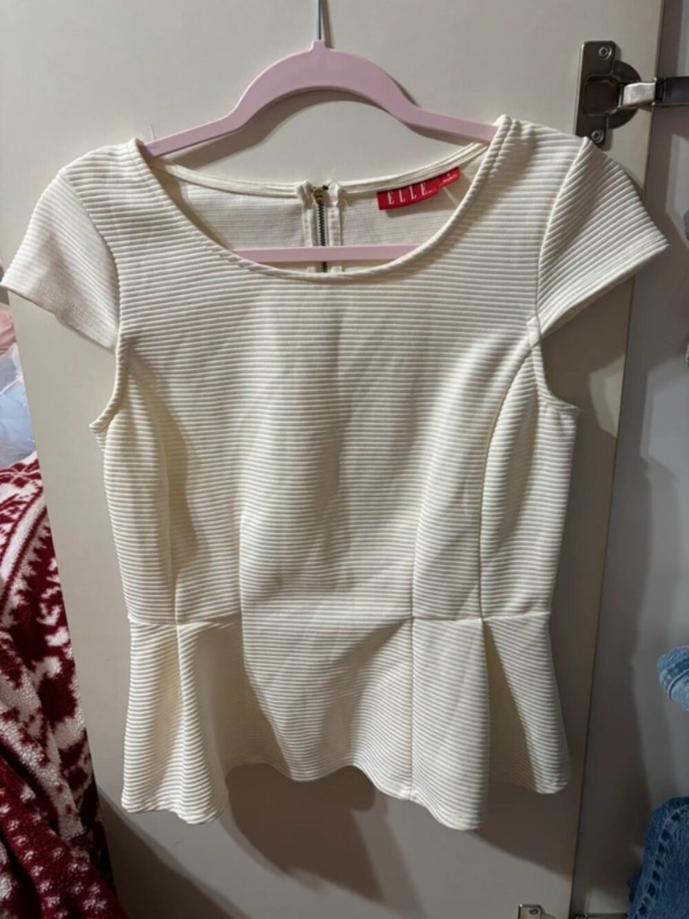 Women’s Cream Peplum Top